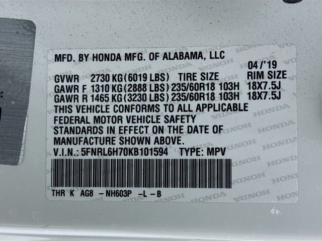 2019 Honda Odyssey EX-L