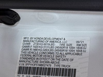 2021 Honda Ridgeline RTL